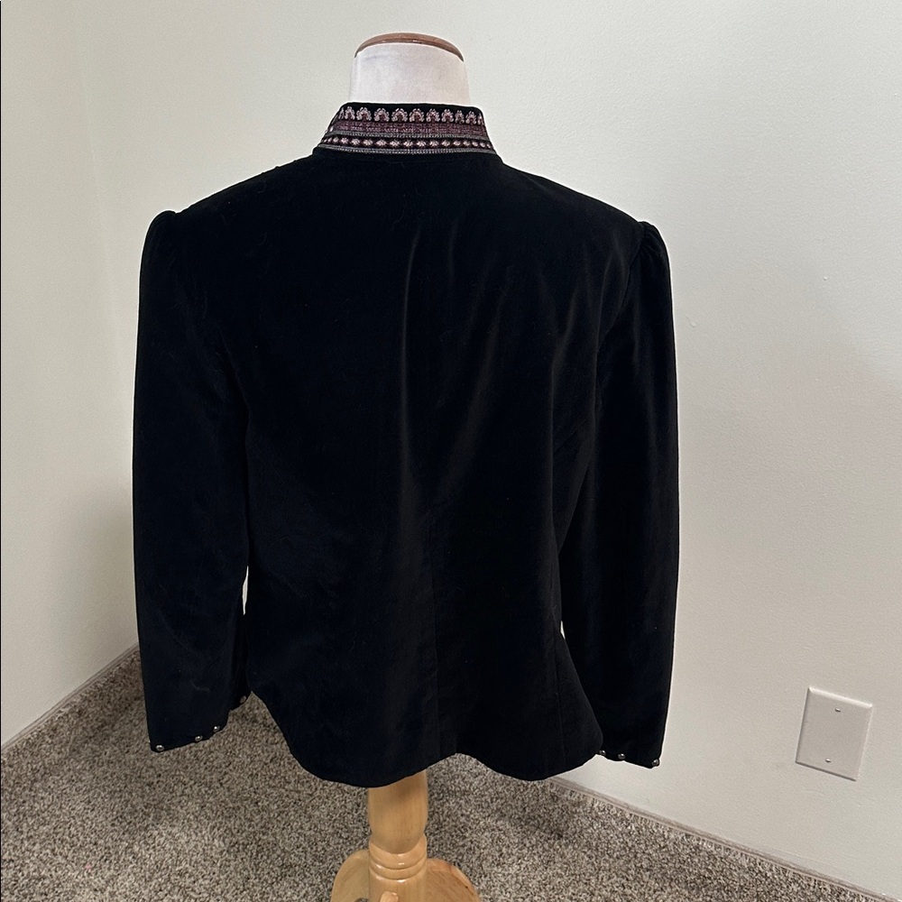 Bandolino Black Velvet Jacket with Pink Floral Embroidery - Picture 4 of 5